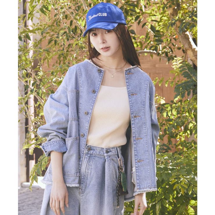 ライトインディゴ | デニムノーカラーカバーオール | earth music&ecology 