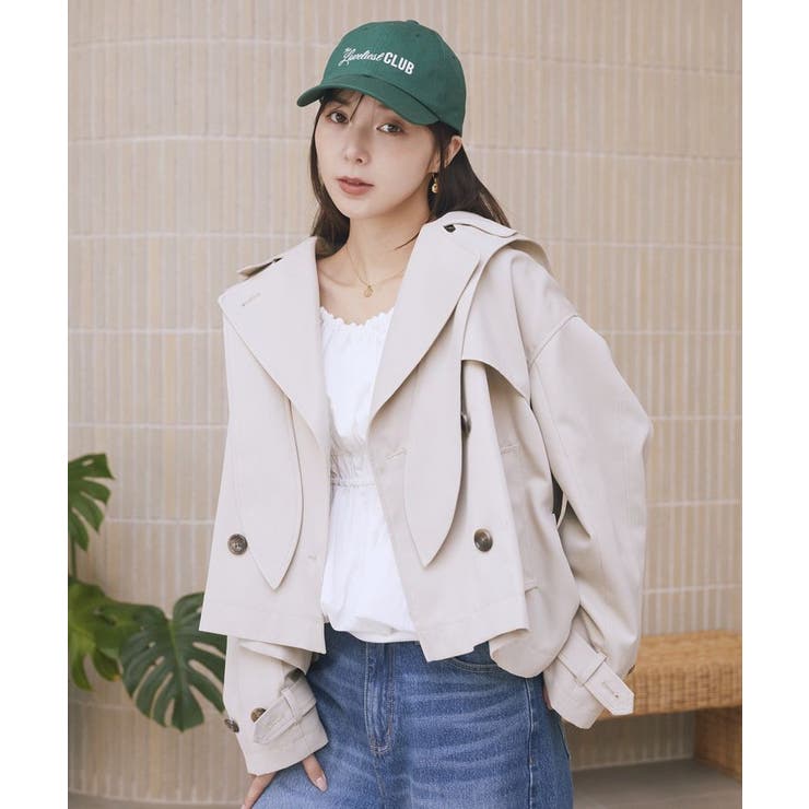 2WAYフードショートフレアトレンチ | earth music&ecology  | 詳細画像1 