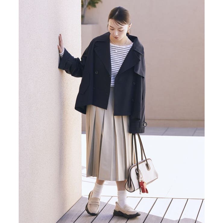 2WAYフードショートフレアトレンチ | earth music&ecology  | 詳細画像25 