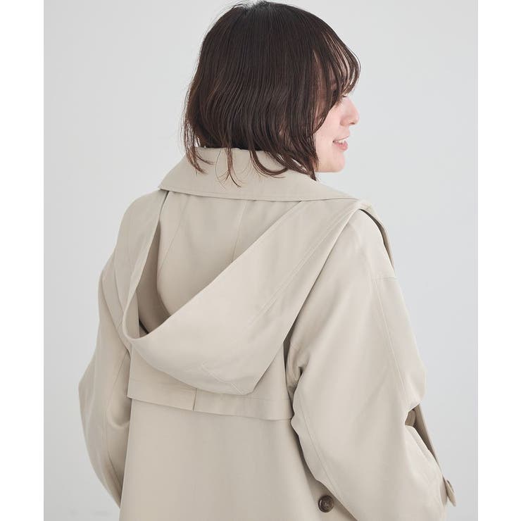 2WAYフードショートフレアトレンチ | earth music&ecology  | 詳細画像27 