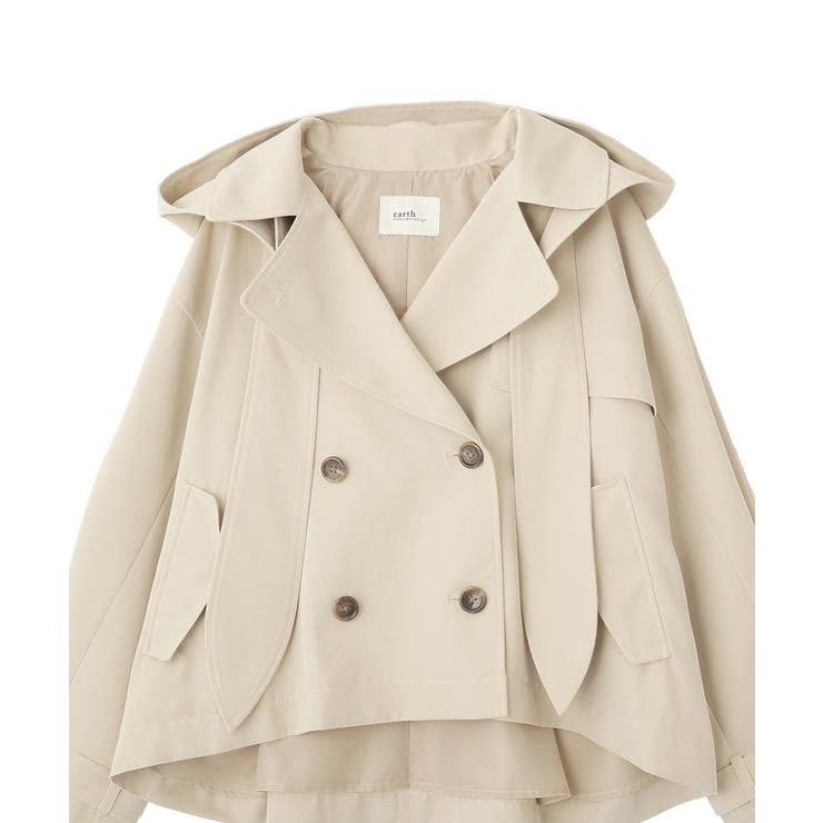 2WAYフードショートフレアトレンチ | earth music&ecology  | 詳細画像31 