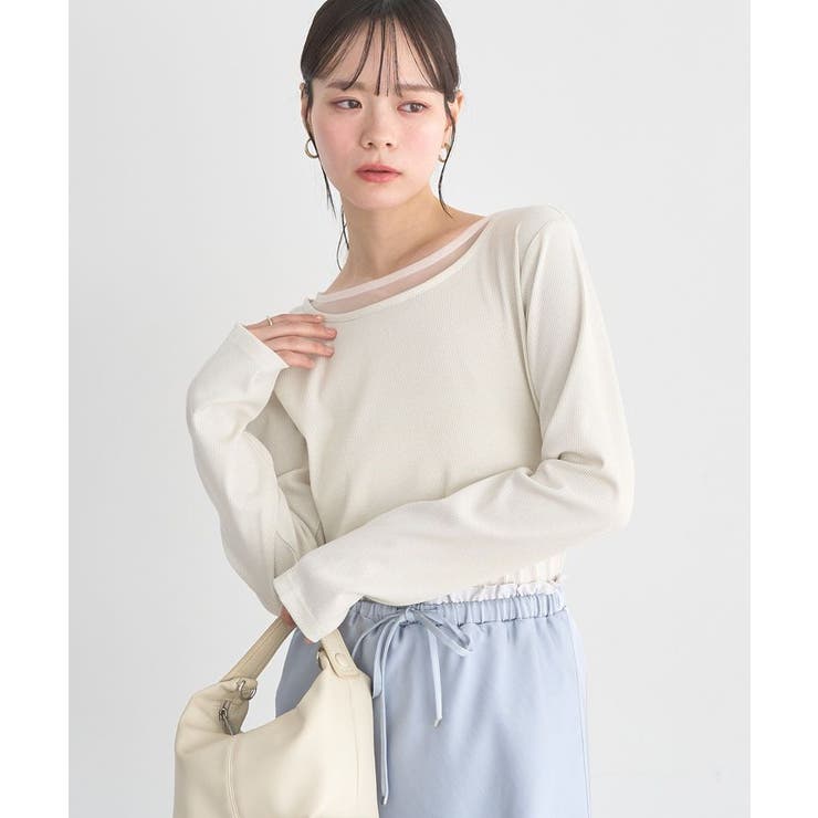 アイボリー | レイヤード風テレコプルオーバー | earth music&ecology 