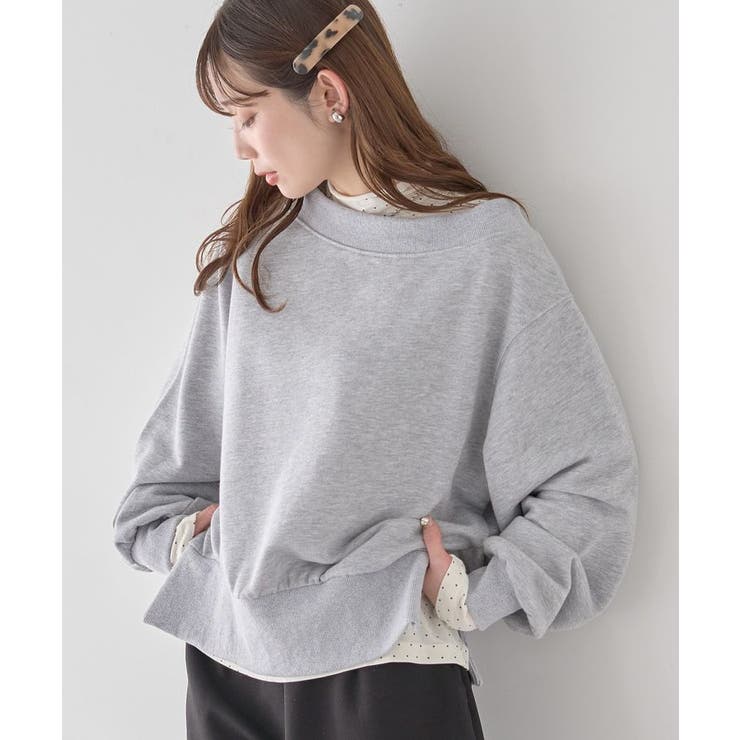 杢グレー | 裾スリット裏毛プルオーバー | earth music&ecology 