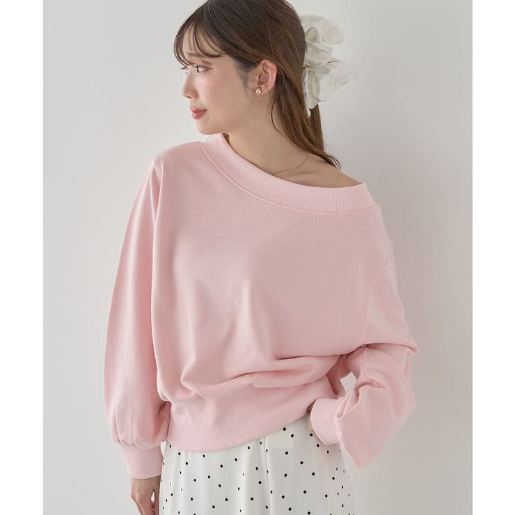 ピンク | 裾スリット裏毛プルオーバー | earth music&ecology 