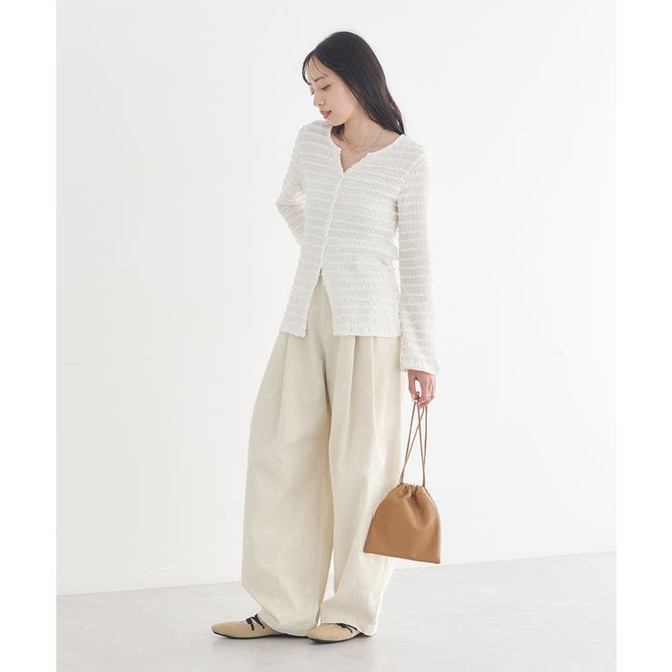 フラワー刺繍ツイルカーブパンツ | earth music&ecology  | 詳細画像7 