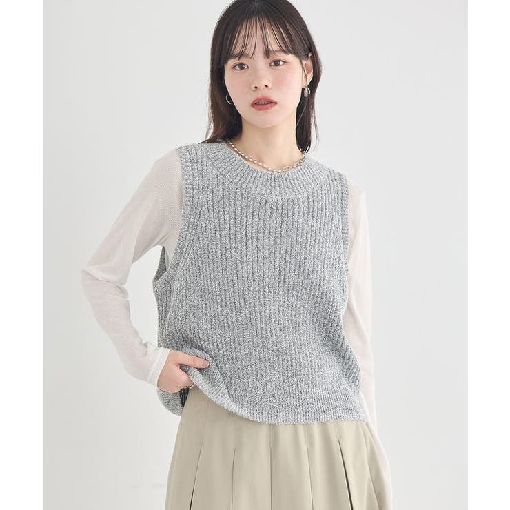 クルーネックニットベスト | earth music&ecology  | 詳細画像1 