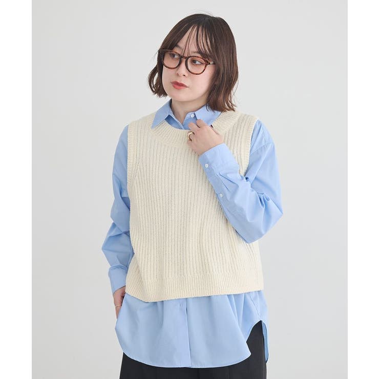 アイボリー | クルーネックニットベスト | earth music&ecology 