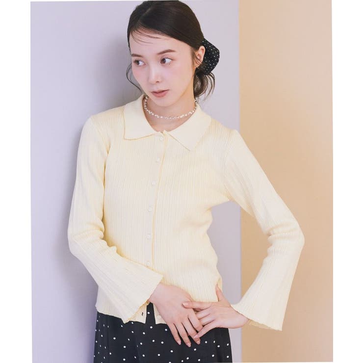 イエロー | レギュラーカラーニットカーディガン | earth music&ecology 