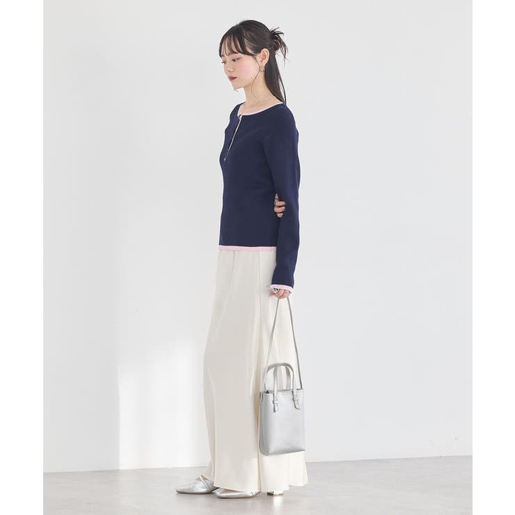 バイカラーヘンリーネックニットプルオーバー | earth music&ecology  | 詳細画像6 