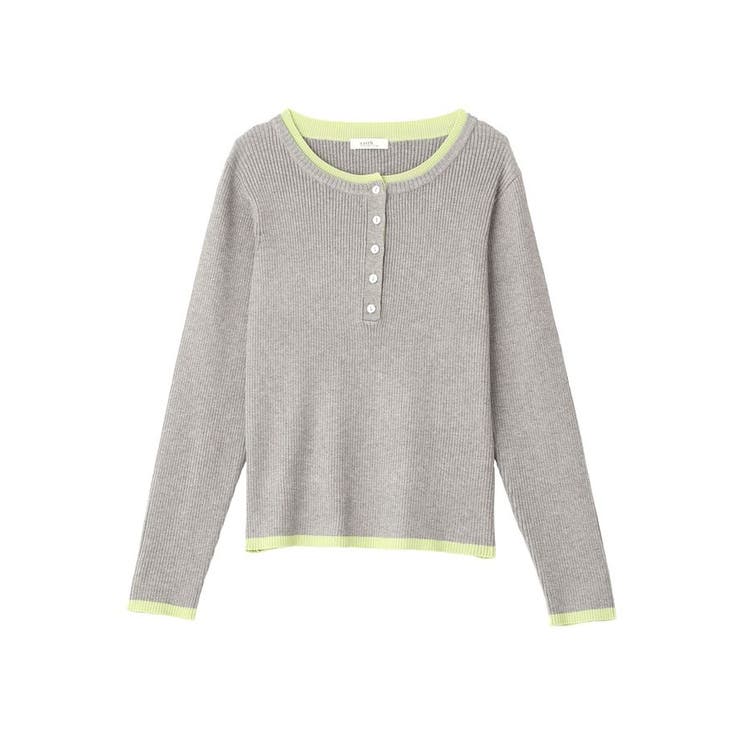 グレー | バイカラーヘンリーネックニットプルオーバー | earth music&ecology 