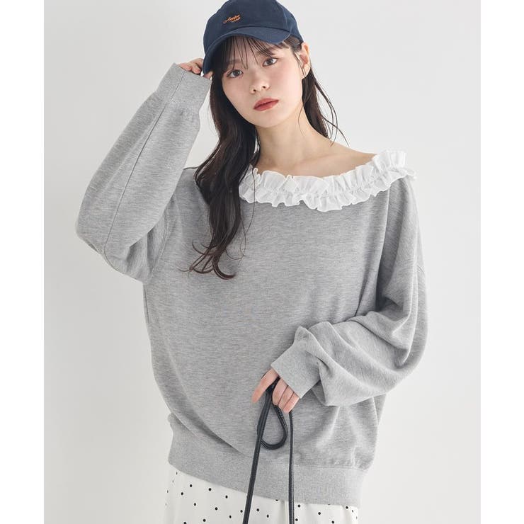 フリルオフショルウラケスウェット | earth music&ecology  | 詳細画像1 