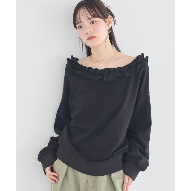 フリルオフショルウラケスウェット | earth music&ecology  | 詳細画像15 