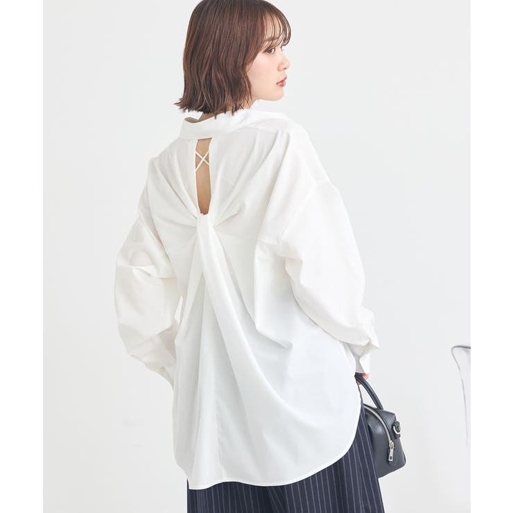 オフホワイト | バックツイストオーバーシャツ | earth music&ecology 