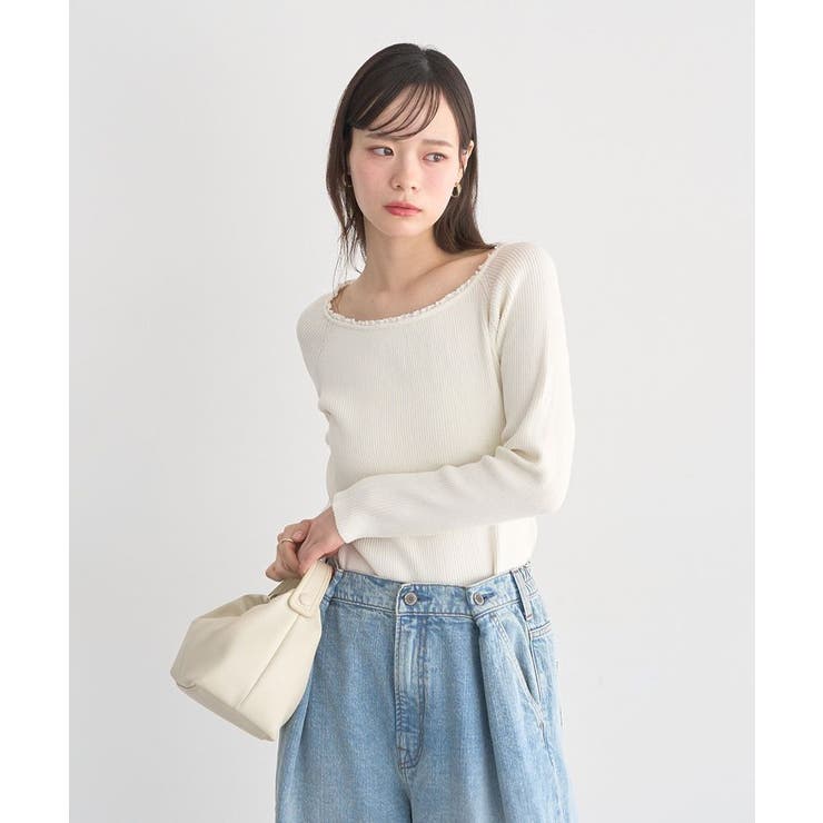 レーストリムリブニットプルオーバー | earth music&ecology  | 詳細画像10 