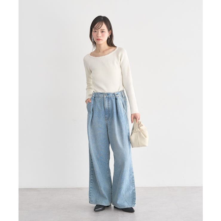 レーストリムリブニットプルオーバー | earth music&ecology  | 詳細画像11 