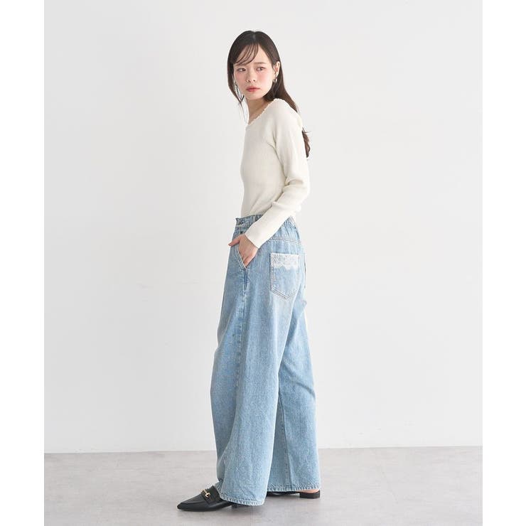 レーストリムリブニットプルオーバー | earth music&ecology  | 詳細画像12 