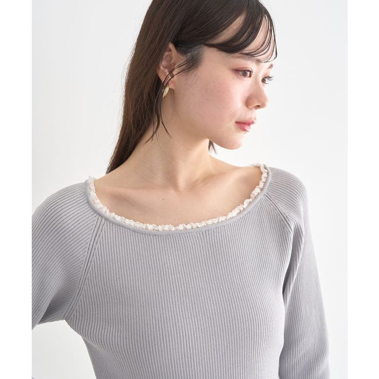 レーストリムリブニットプルオーバー | earth music&ecology  | 詳細画像18 