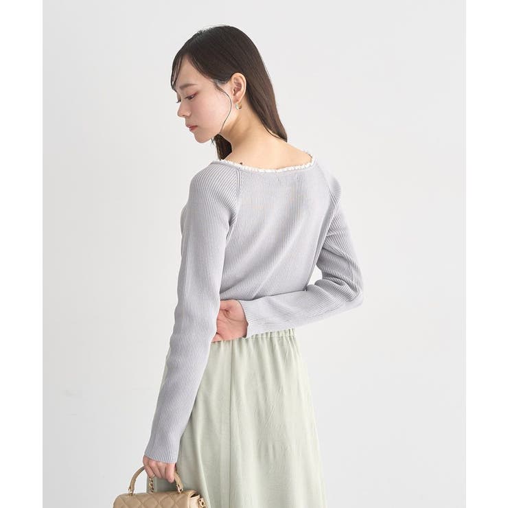 レーストリムリブニットプルオーバー | earth music&ecology  | 詳細画像4 