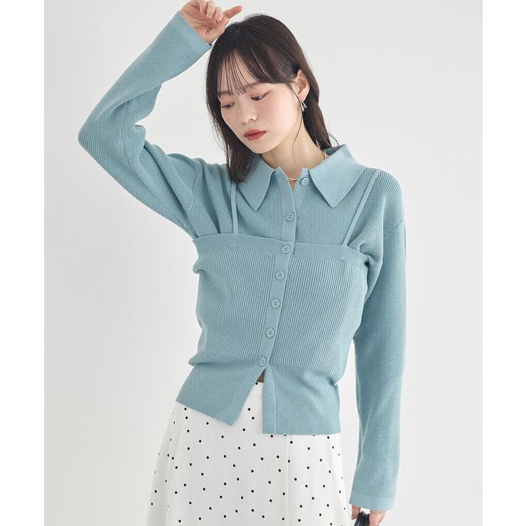 襟付きニットアンサンブル | earth music&ecology  | 詳細画像1 