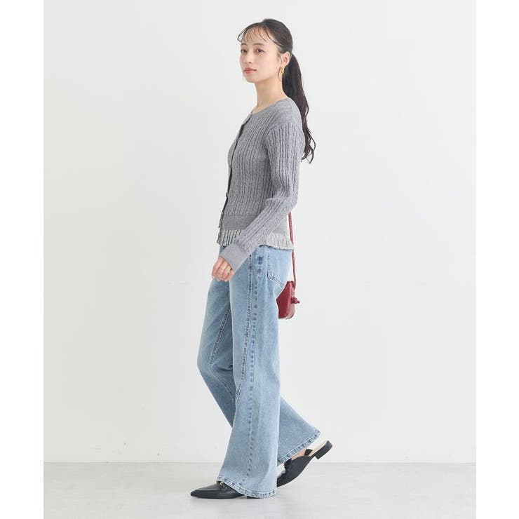 プリーツレイヤーケーブルニットカーディガン | earth music&ecology  | 詳細画像15 