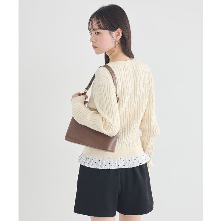 プリーツレイヤーケーブルニットカーディガン | earth music&ecology  | 詳細画像9 