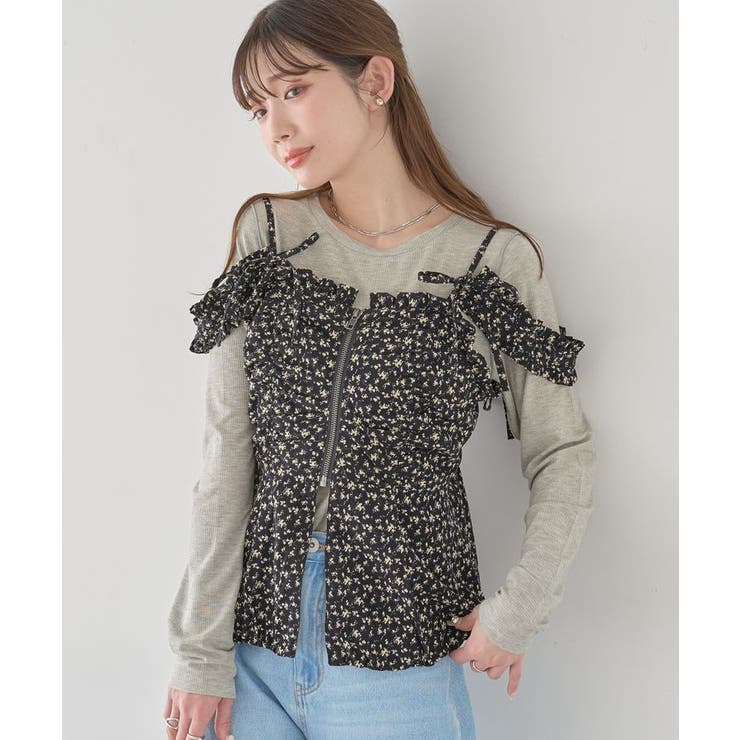 フラワーペプラムビスチェ | earth music&ecology  | 詳細画像13 