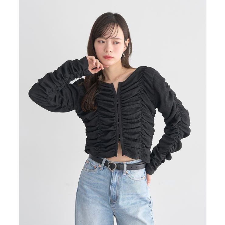 フロントホックシャーリングトップス | earth music&ecology  | 詳細画像2 