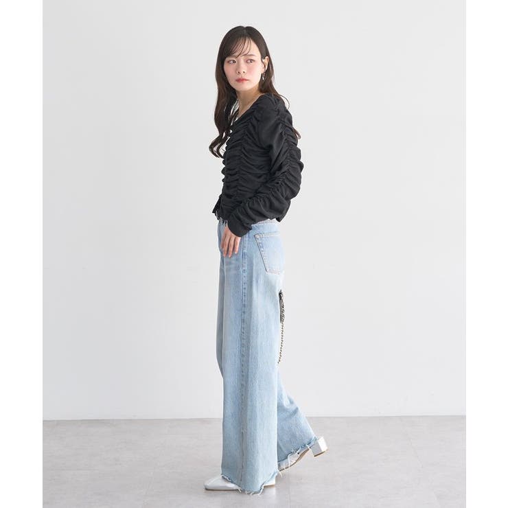 フロントホックシャーリングトップス | earth music&ecology  | 詳細画像8 