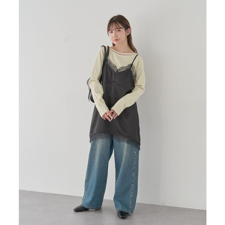 ランジェリーライクレースキャミ | earth music&ecology  | 詳細画像15 