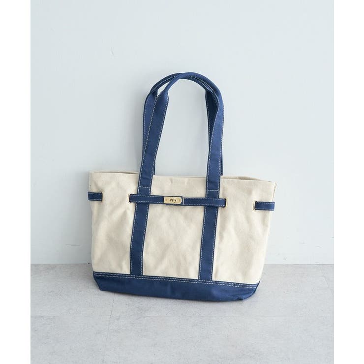 ネイビー | ベルトキャンバストートバッグ L | earth music&ecology 