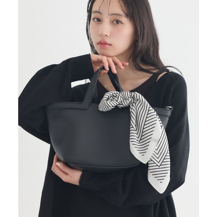 ブラック | スカーフSET 2WAYミニトートバッグ | earth music&ecology 