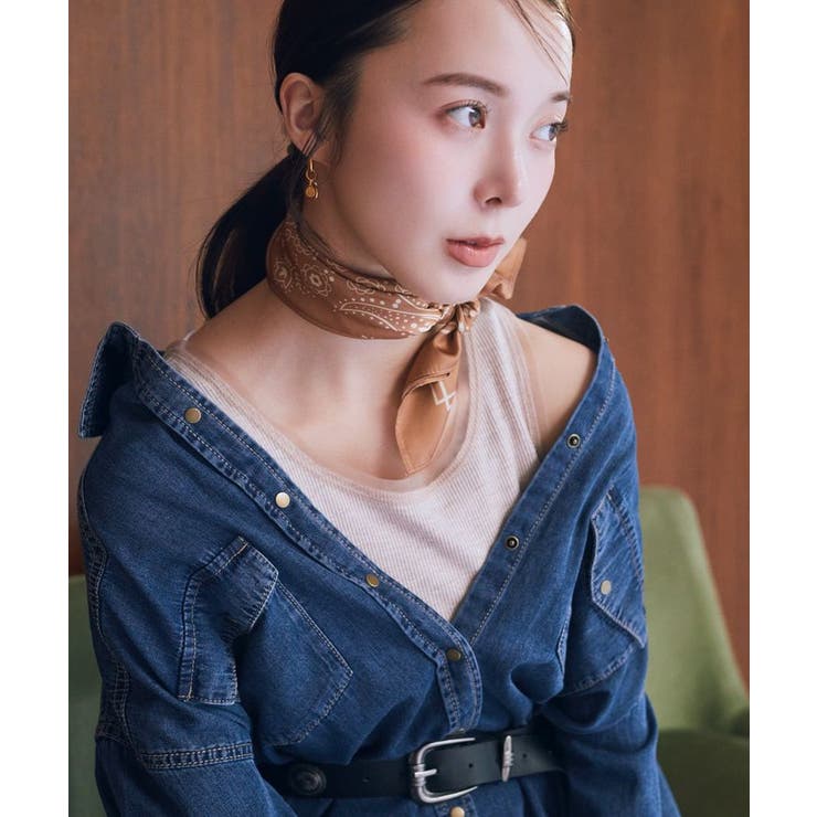 ボタニカル柄スカーフ(70×70) | earth music&ecology  | 詳細画像5 