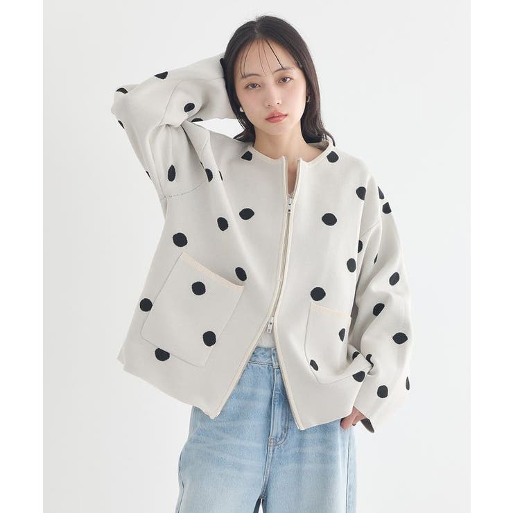 ダブルジップドットカーディガン | earth music&ecology  | 詳細画像10 