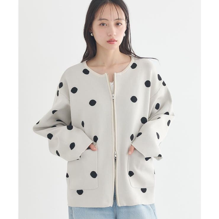 ドット | ダブルジップドットカーディガン | earth music&ecology 