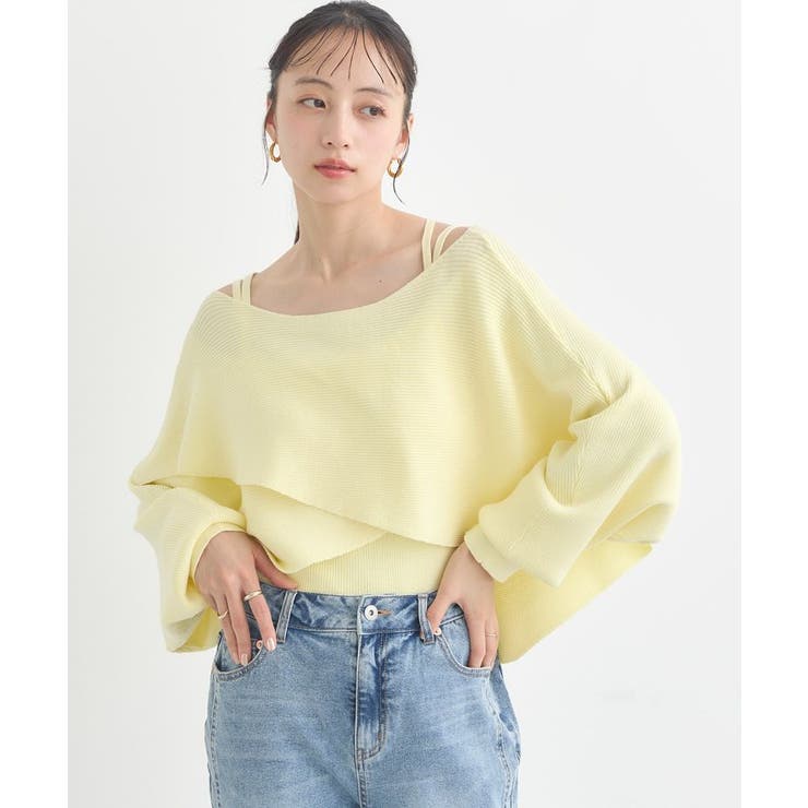 イエロー | SET2点クロスニット＋キャミソール | earth music&ecology 