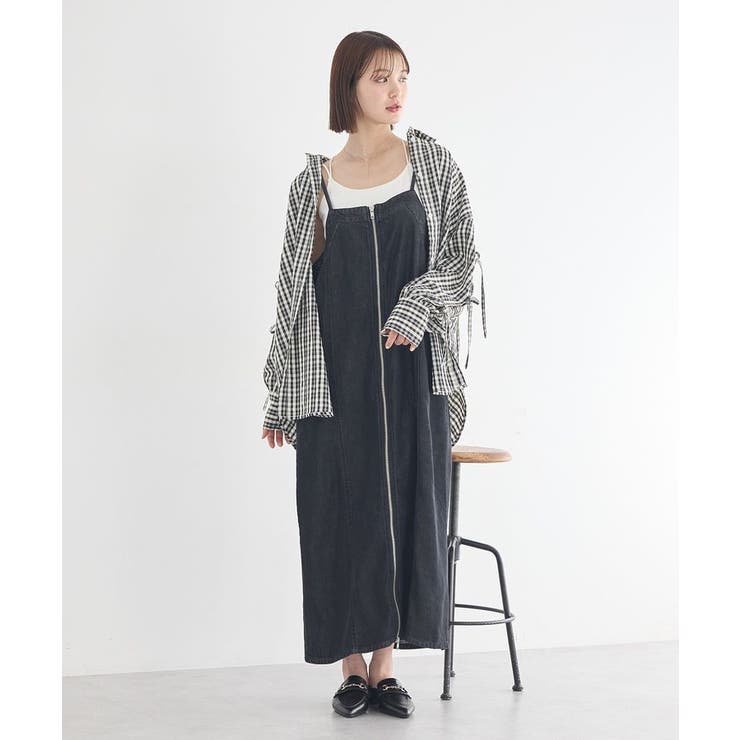 ダブルジップデニムキャミワンピース | earth music&ecology  | 詳細画像7 