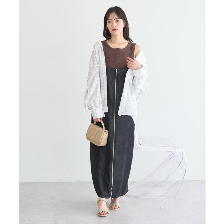 ダブルジップデニムキャミワンピース | earth music&ecology  | 詳細画像13 