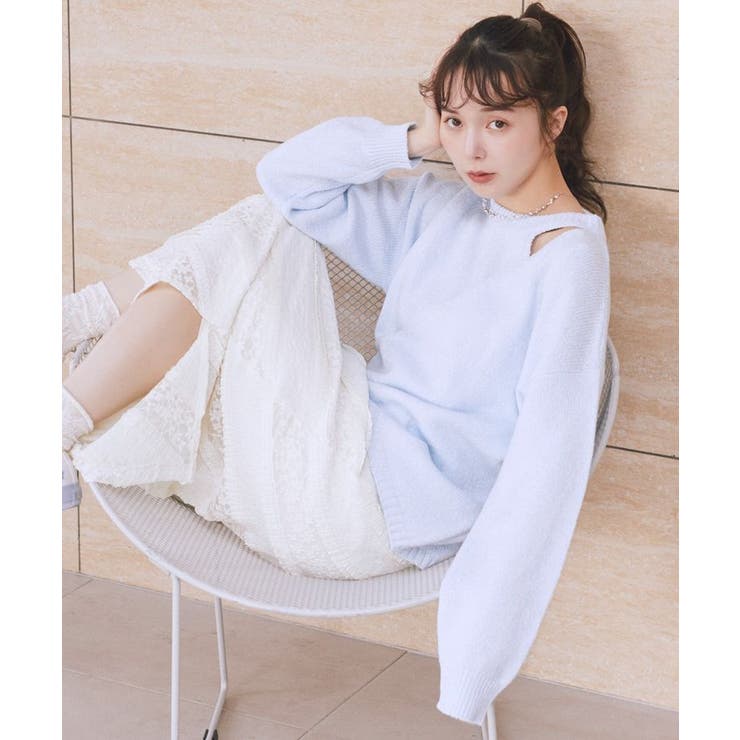 サイドリボンカシュクールニット | earth music&ecology  | 詳細画像3 