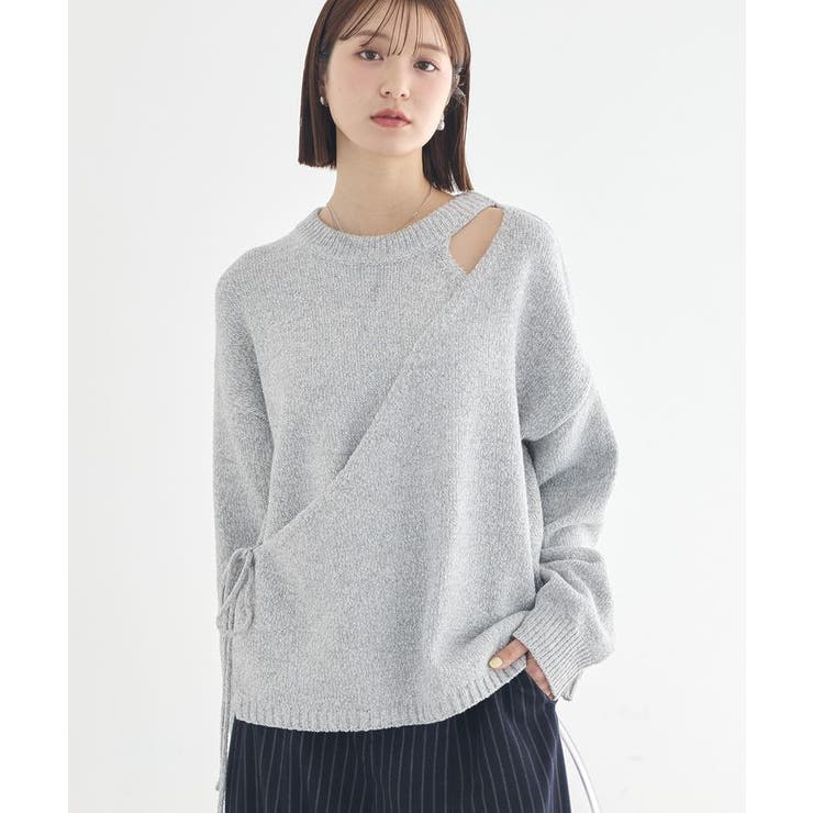 グレー | サイドリボンカシュクールニット | earth music&ecology 