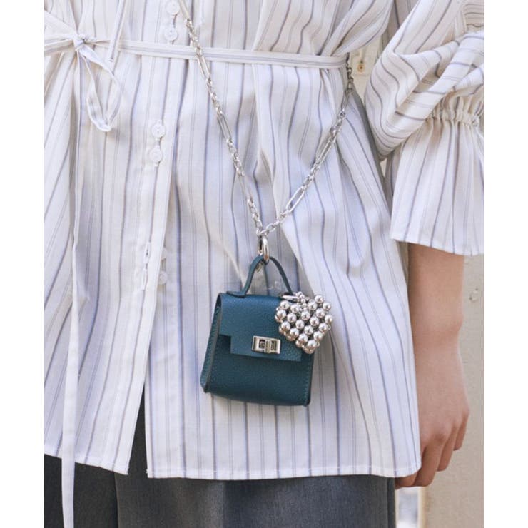 ブルーグリーン | マイクロミニバッグメタルハートチェーンチャーム | earth music&ecology 