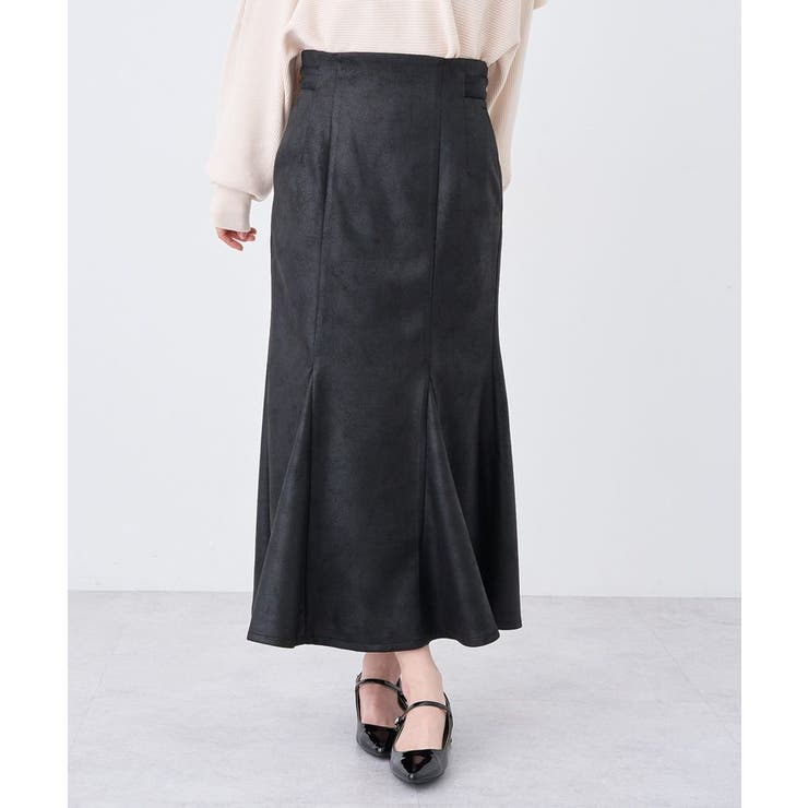 ブラック | フェイクレザーマーメイドスカート | earth music&ecology 