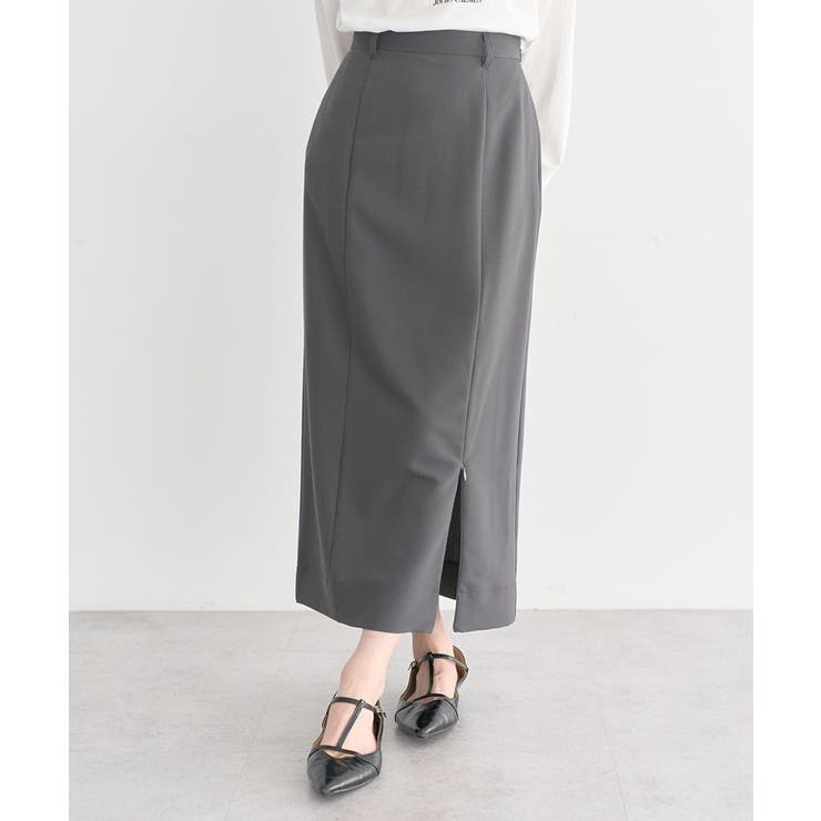 グレー | ジップスリットIラインスカート | earth music&ecology 