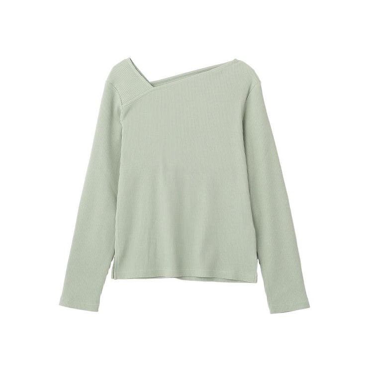 ライトグリーン | アシメネックリブプルオーバー | earth music&ecology 