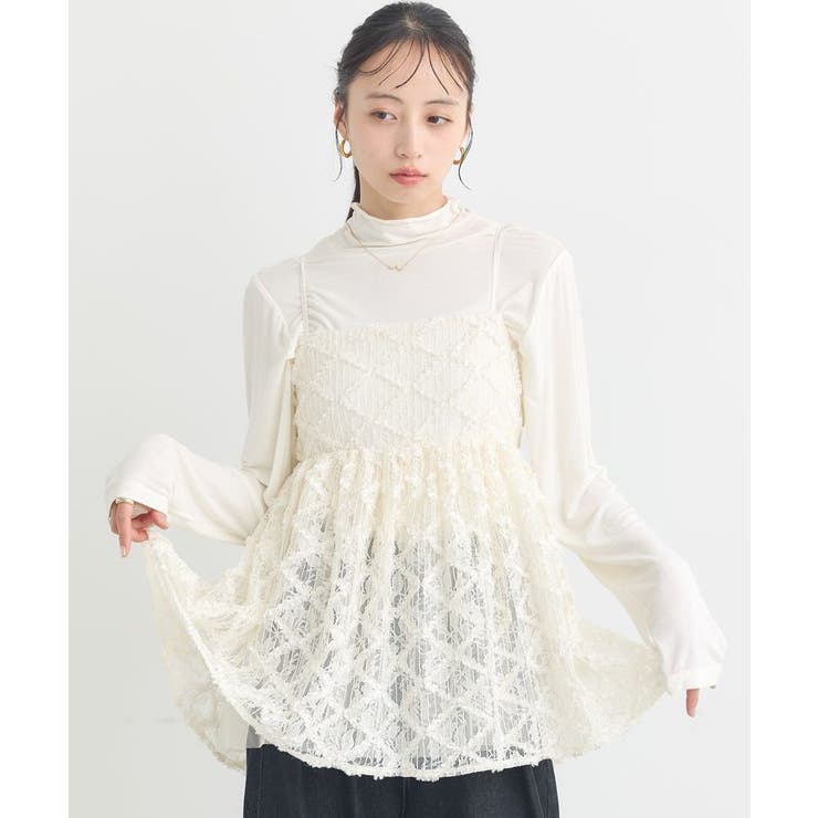 アイボリー | フリンジレースキャミビスチェ | earth music&ecology 