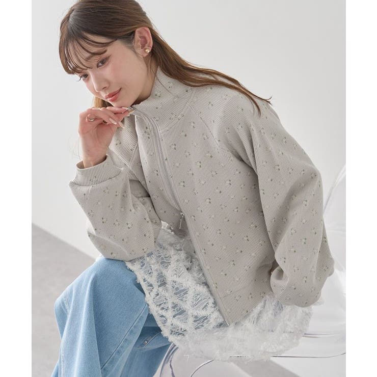 ダブルジップワッフルカーディガン | earth music&ecology  | 詳細画像1 