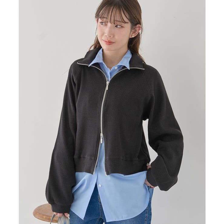 ダブルジップワッフルカーディガン | earth music&ecology  | 詳細画像10 