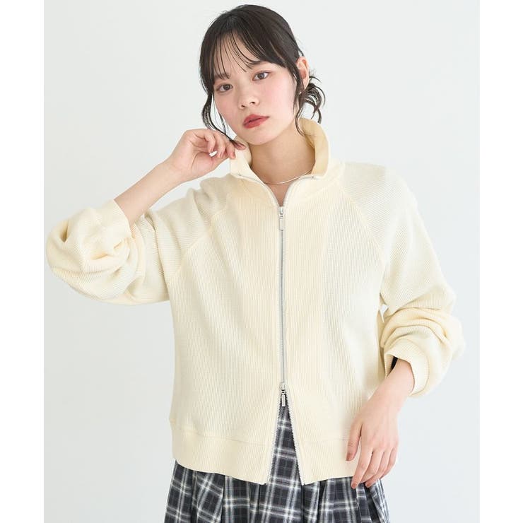 アイボリー | ダブルジップワッフルカーディガン | earth music&ecology 