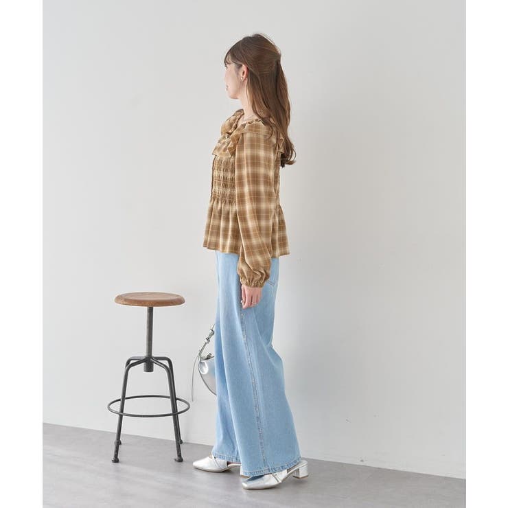 チェックシャーリングブラウス | earth music&ecology  | 詳細画像11 