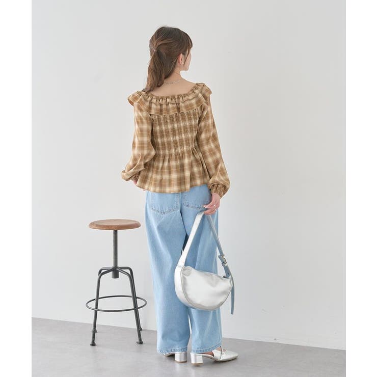 チェックシャーリングブラウス | earth music&ecology  | 詳細画像12 