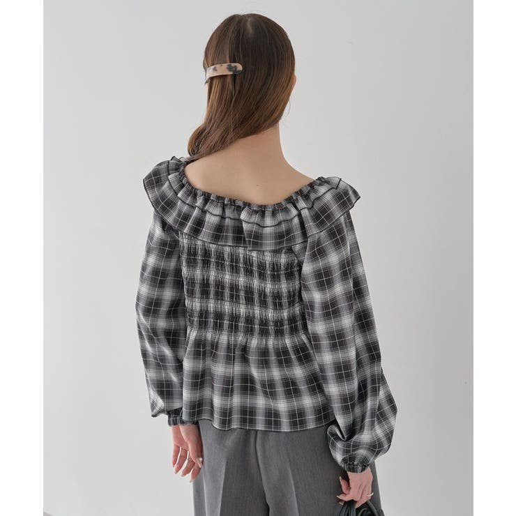 チェックシャーリングブラウス | earth music&ecology  | 詳細画像17 